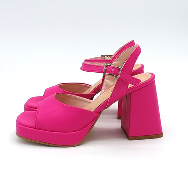 Fuchsia wide heel sandal