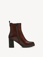 Ankle boot with external side elastic and internal zip