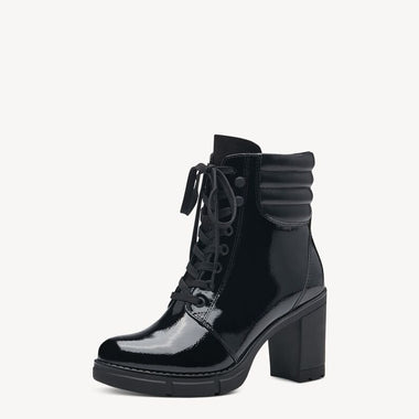 Combat boots en cuir verni à talon