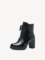 Combat boots en cuir verni à talon