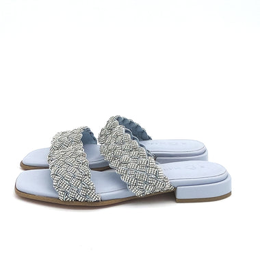 Double band sandal with rhinestones