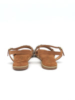 Brown multi-stone sandal with ankle strap