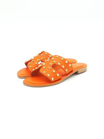 Leather slipper with studs