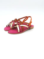 Sandale franciscaine en cuir multi fuchsia