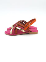 Sandale franciscaine en cuir multi fuchsia