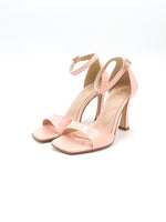 Spool heel sandal with strap and covered heel