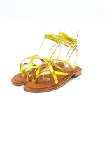 Sandal in laminated leather with laces