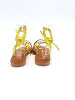 Sandal in laminated leather with laces