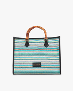 Borsa in rafia con manico in bamboo