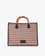 Borsa in rafia con manico in bamboo