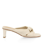 Wide heel mules with knot in soft leather