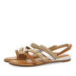 Sandal in leather and natural jute with applications