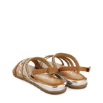 Sandal in leather and natural jute with applications