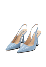 Slingback pumps in patent leather with hourglass heel