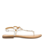 Flip flops with woven bands and slingback strap