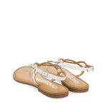 Flip flops with woven bands and slingback strap