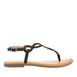 Flip flops with woven bands and slingback strap