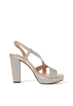 Wide heel glitter sandal with platform