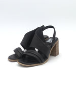 Wide band sandal with heel