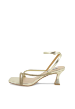 Low heel spool sandal with rhinestones and ankle strap