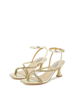 Low heel spool sandal with rhinestones and ankle strap