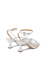 Low heel spool sandal with rhinestones and ankle strap